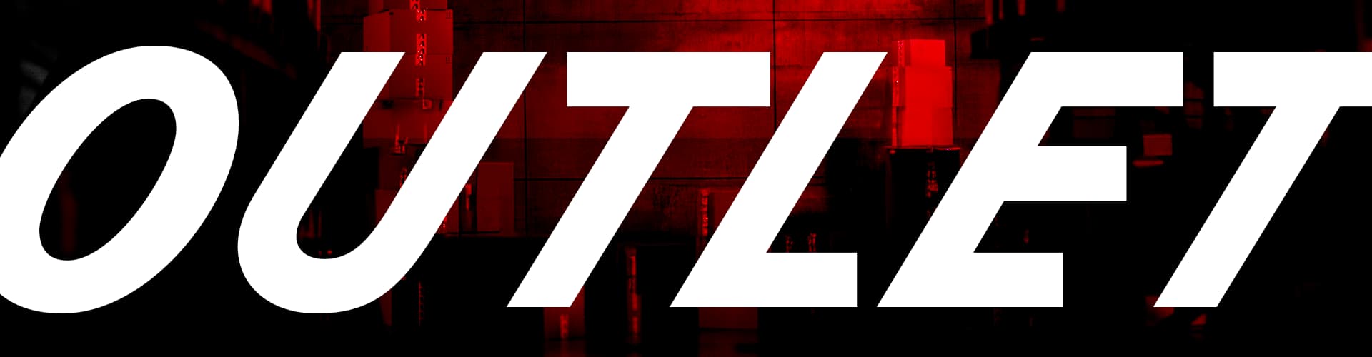 zulvexqarino.online Outlet banner with OUTLET in large letters against a red and black background.